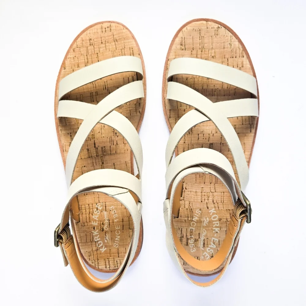 NIB Kork-Ease Bryleigh Flat Gladiator Sandals, Cream